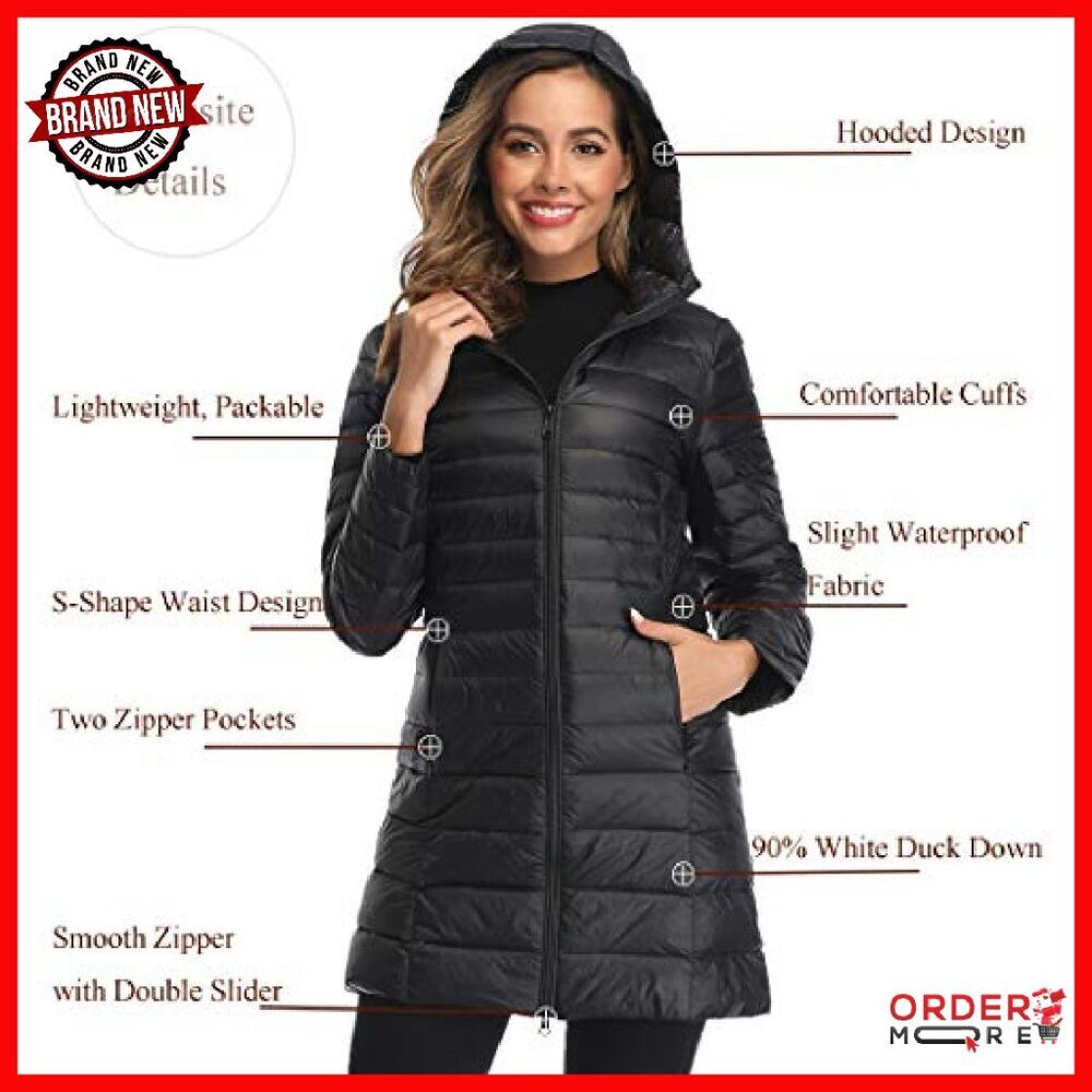 Women's Plus Size Packable Down Jacket Hooded Puf… - image 4